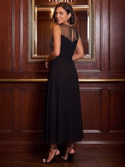 Roman Black Illusion Neckline Dress - Image 3 of 4