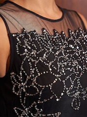 Roman Black Illusion Neckline Dress - Image 4 of 4