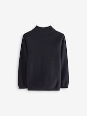 Navy 100% Cotton Zip Through Knitted Cardigan (3-16yrs) - Image 2 of 3