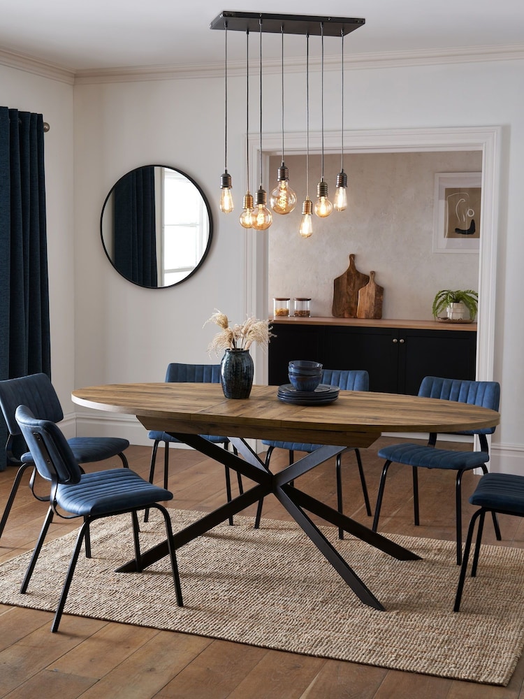 Dark Bronx Oak Effect Oval 6 to 8 Seater Extending Dining Table - Image 1 of 9