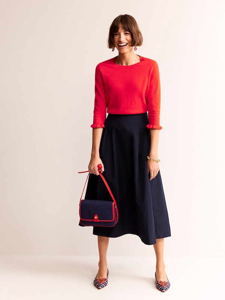 Vermelho - Boden de algodão Merino com babados Jumper - Imagem 1 de 7