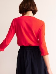 Vermelho - Boden de algodão Merino com babados Jumper - Imagem 2 de 7