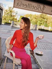 Vermelho - Boden de algodão Merino com babados Jumper - Imagem 5 de 7