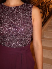 Roman Red Petite Sequin Jumpsuit - Image 4 of 4