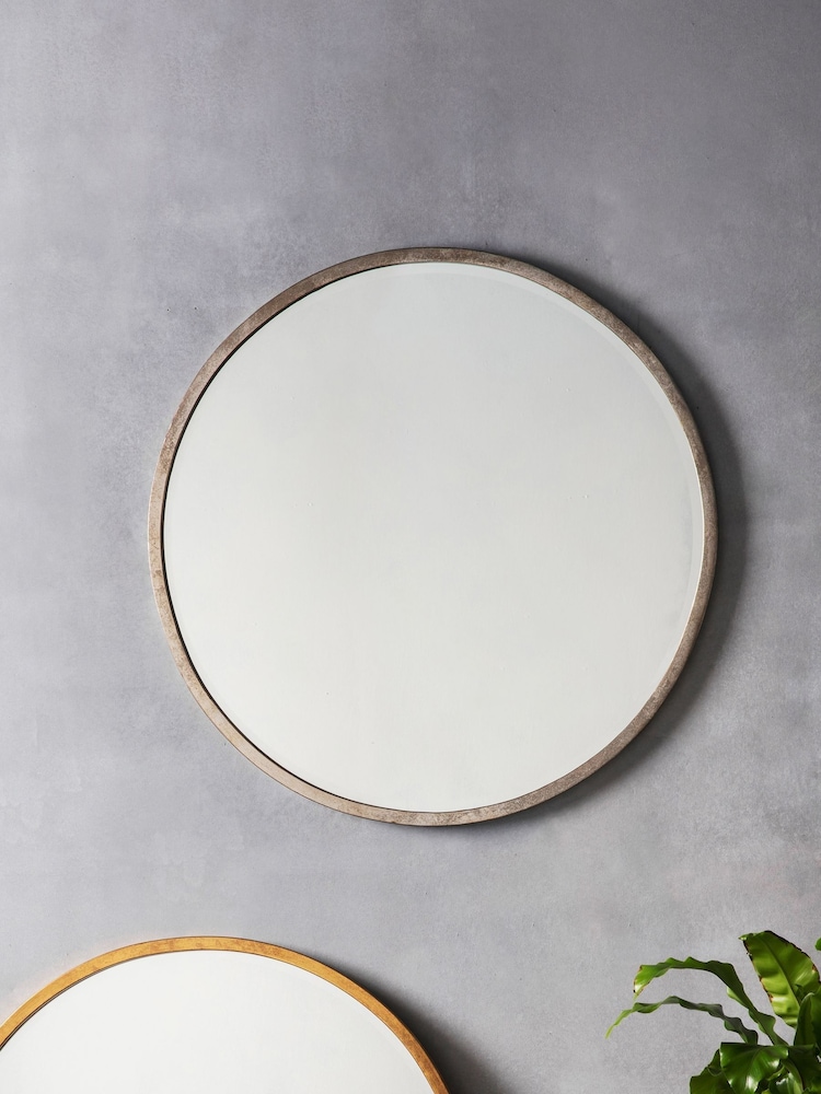 Gallery Home Silver Ashford Antique Large Round Mirror - Image 1 of 2 Gallery Home Silver Ashford Antique Large Round Mirror - Image 1 of 2