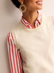 Boden Cream Catriona Crew Neck Cotton Tank - Image 4 of 6