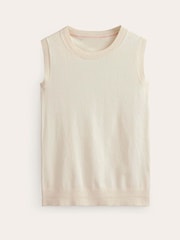 Boden Cream Catriona Crew Neck Cotton Tank - Image 5 of 6