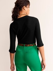 Boden Black Cotton Merino Frill Jumper - Image 2 of 6