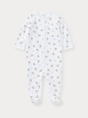 Polo Ralph Lauren White Baby Bear Sleepsuit - Image 1 of 2