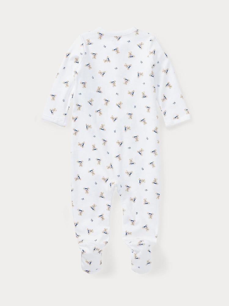 Polo Ralph Lauren White Baby Bear Sleepsuit - Image 2 of 2