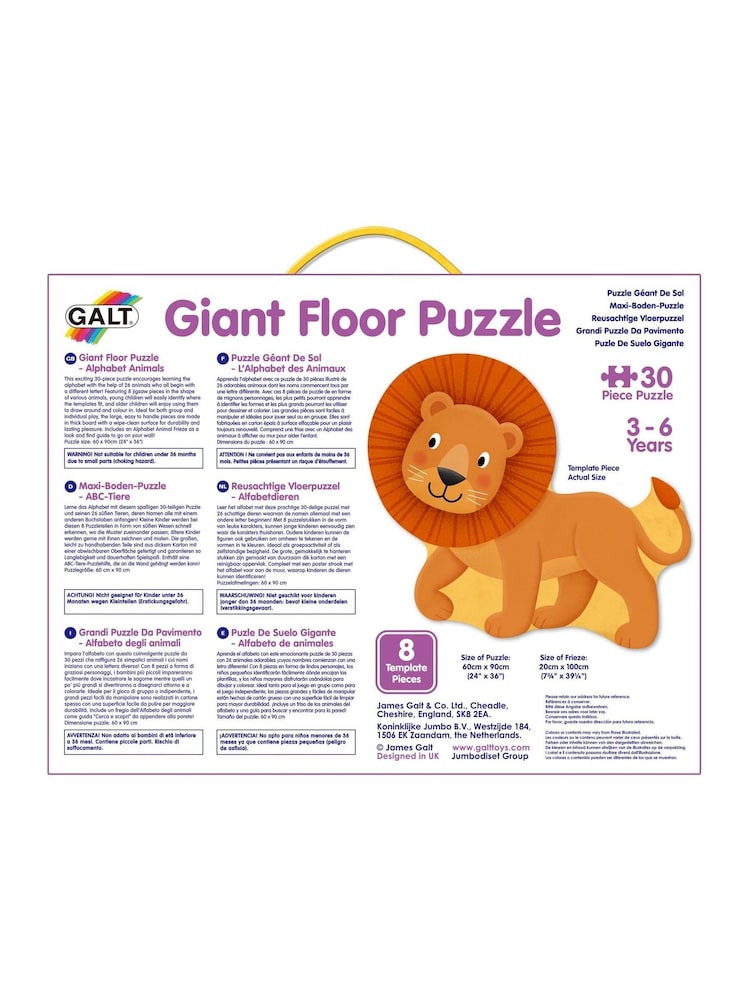 Galt Toys Multi Alphabet Animals Giant Floor Puzzle - Image 2 of 5