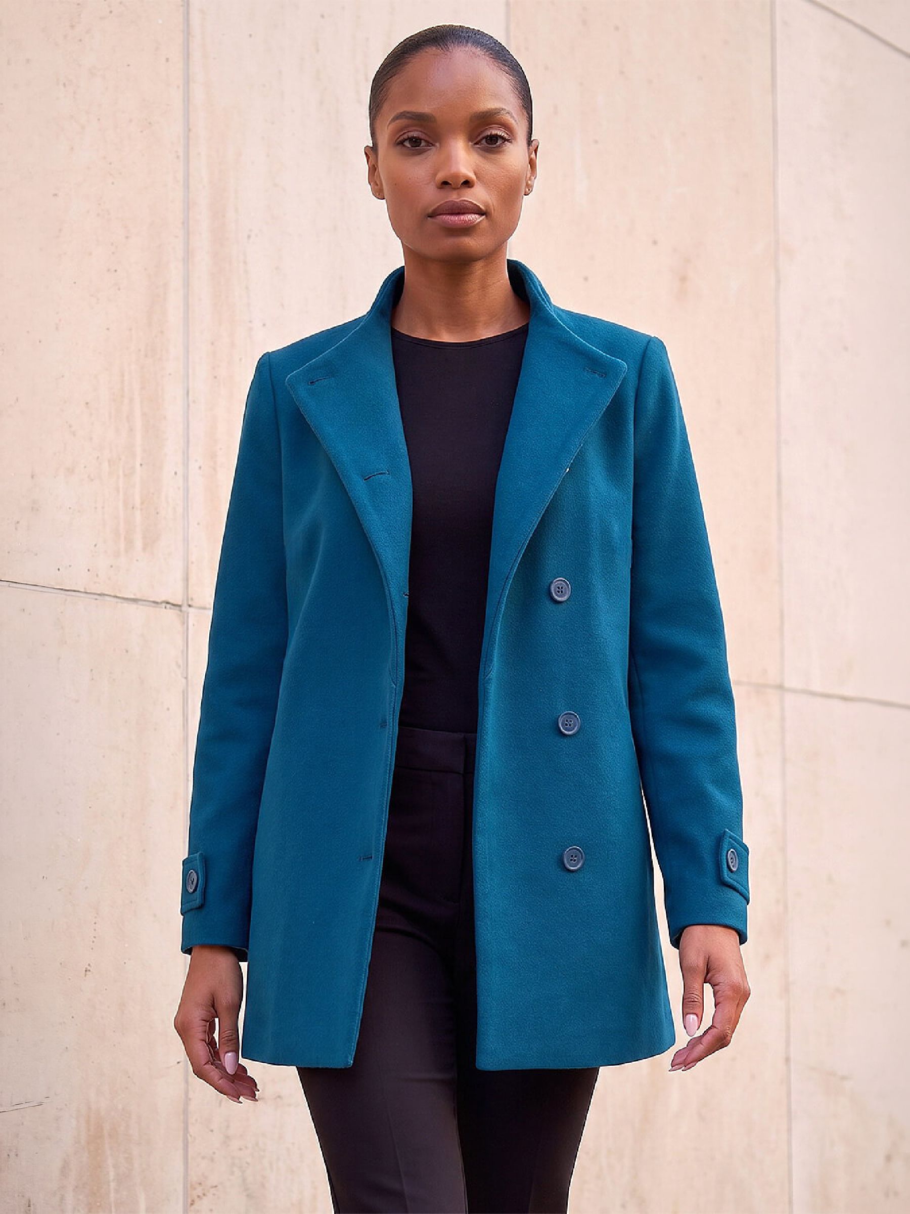 Roman Women's Teal Funnel Neck Coat Size 20 - Image 2