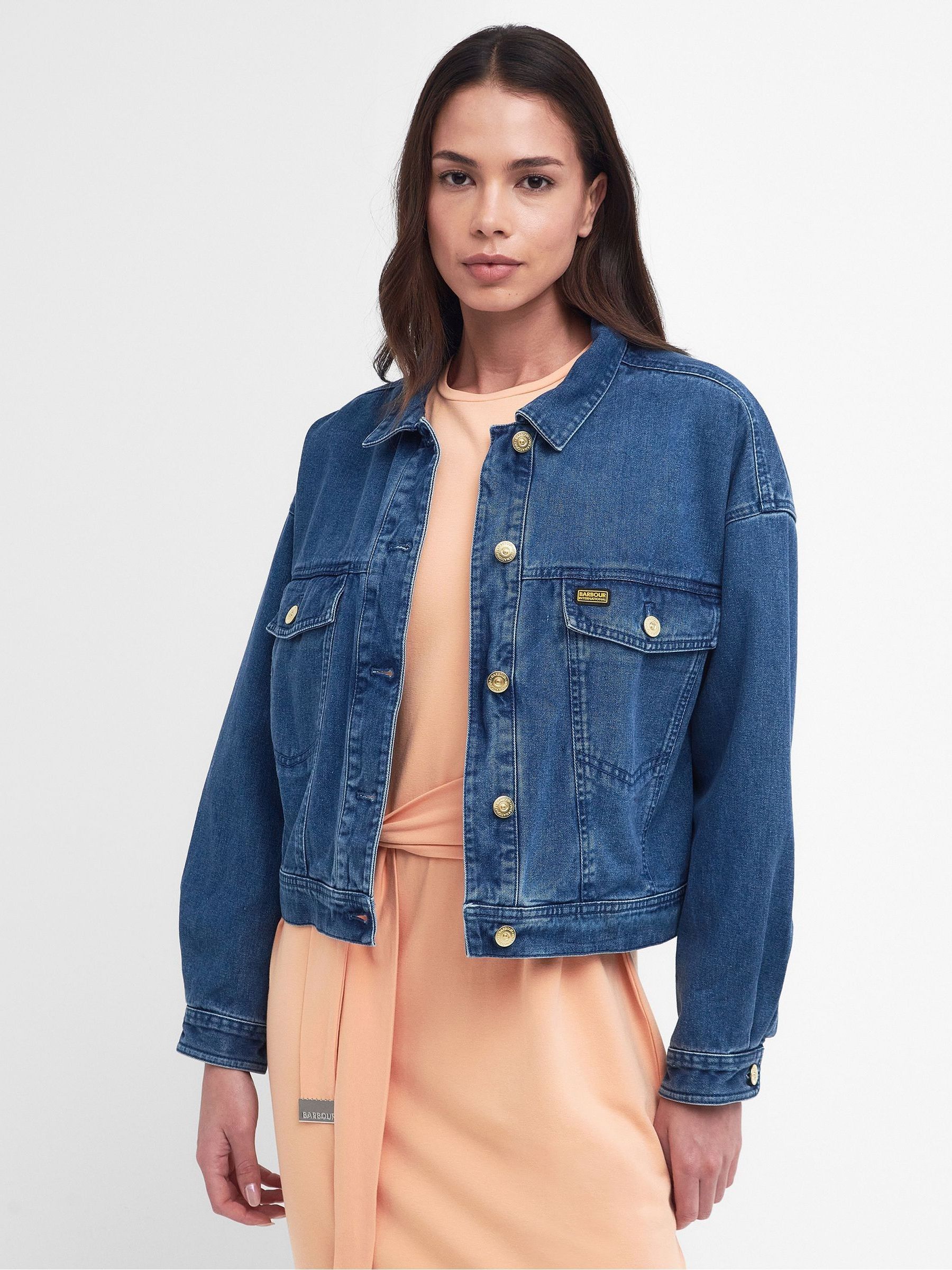 Buy Barbour International Denim Mid Wash 100 Cotton Trucker Jacket from Next United Arab Emirates