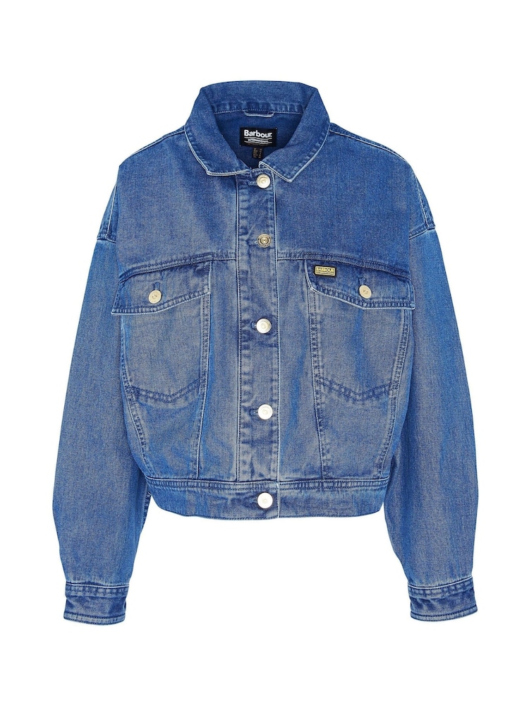 Barbour International® Denim Mid Wash 100% Cotton Trucker Jacket - Image 13 of 13