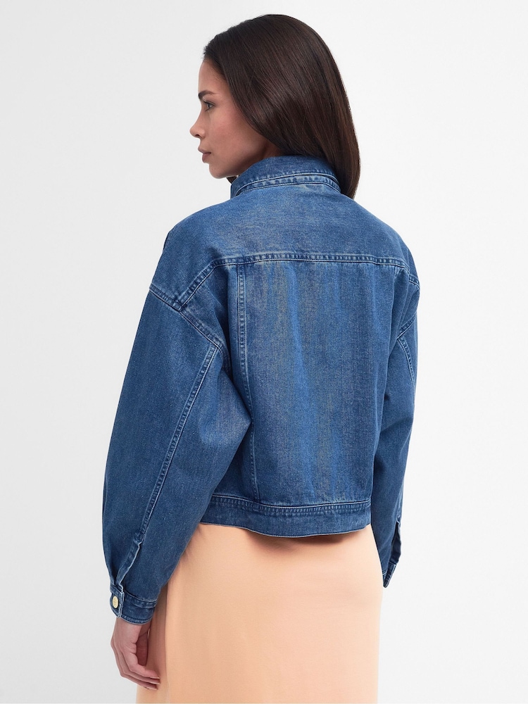 Barbour International® Denim Mid Wash 100% Cotton Trucker Jacket - Image 2 of 13