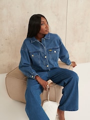 Barbour International® Denim Mid Wash 100% Cotton Trucker Jacket - Image 7 of 13