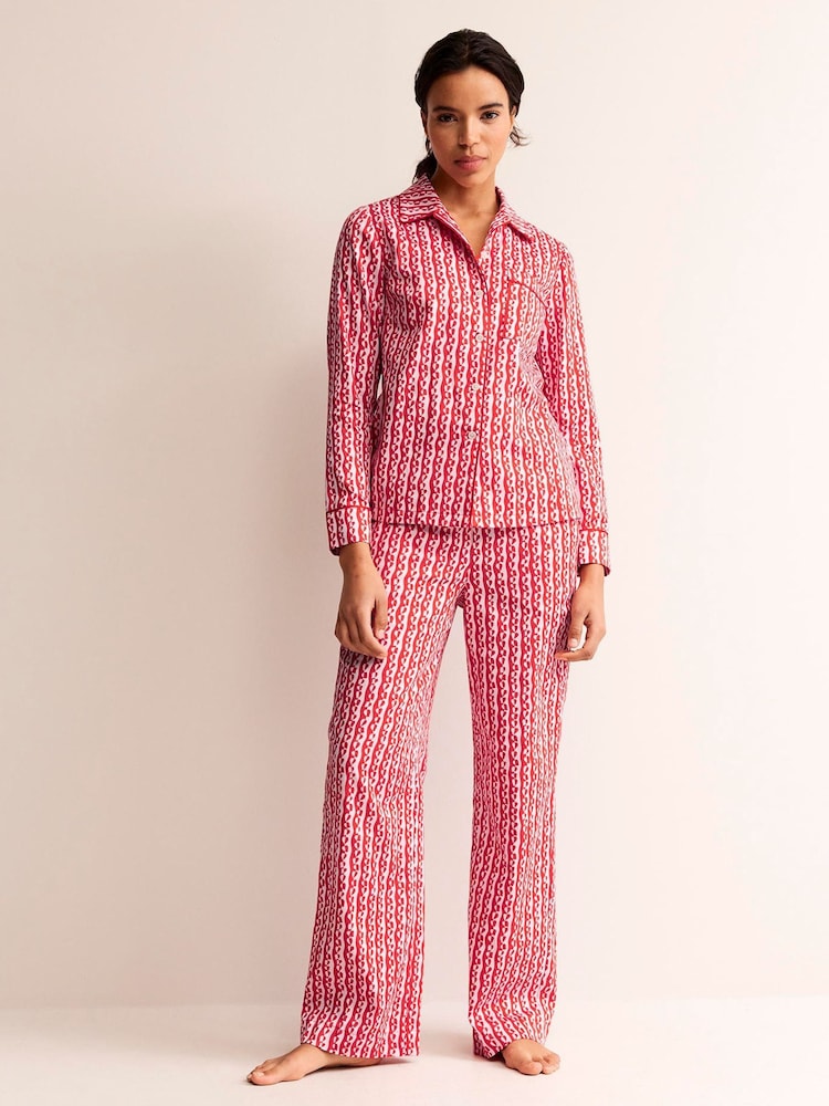 Boden Red Cotton-Sateen Pyjama Shirt - Image 1 of 5