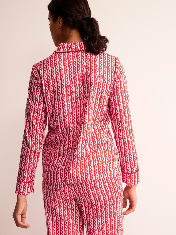 Boden Red Cotton-Sateen Pyjama Shirt - Image 2 of 5