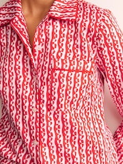 Boden Red Cotton-Sateen Pyjama Shirt - Image 4 of 5