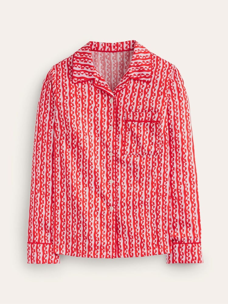 Boden Red Cotton-Sateen Pyjama Shirt - Image 5 of 5