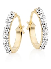 Beaverbrooks 9ct Gold Crystal Hoop Earrings - Image 1 of 3
