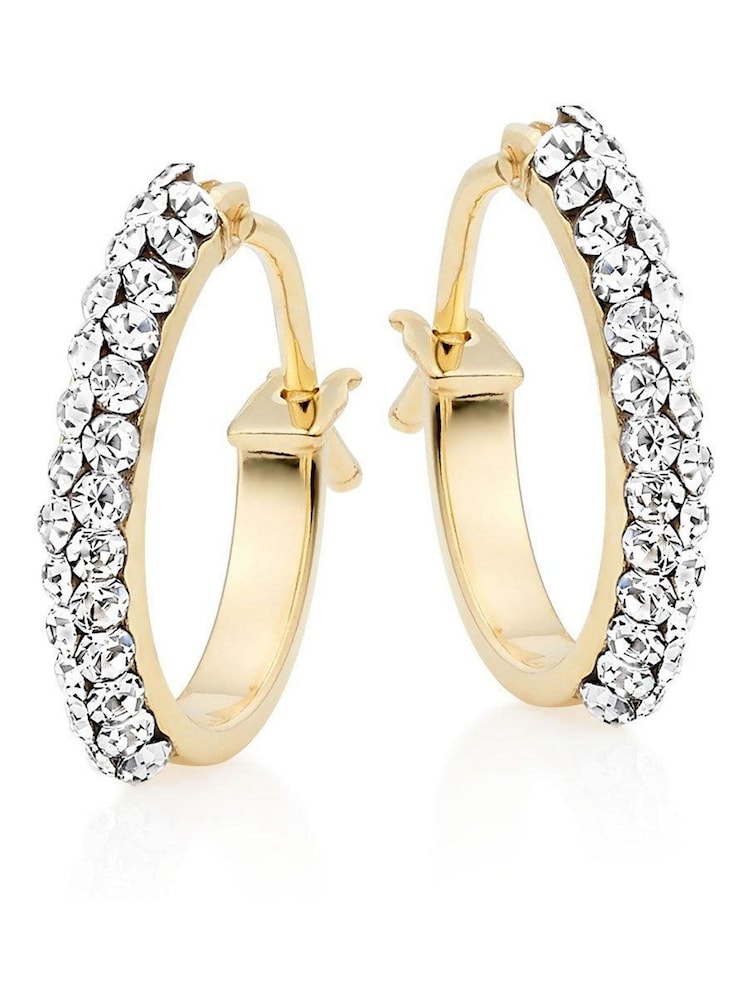 Beaverbrooks 9ct Gold Crystal Hoop Earrings - Image 1 of 3