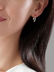 Beaverbrooks 9ct Gold Crystal Hoop Earrings - Image 2 of 3
