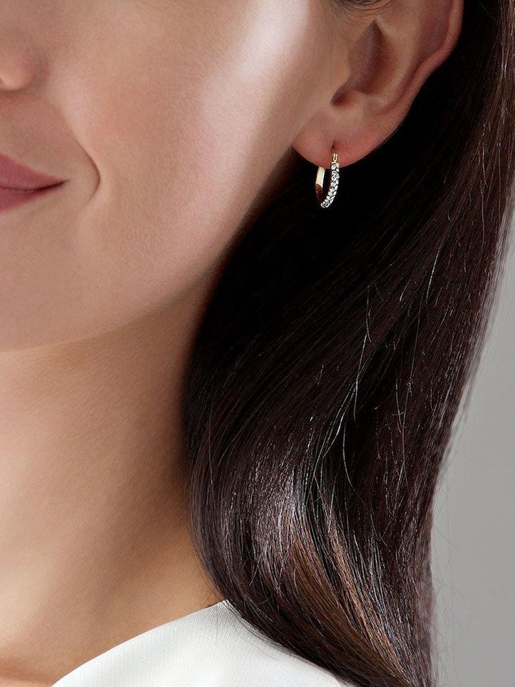Beaverbrooks 9ct Gold Crystal Hoop Earrings - Image 2 of 3