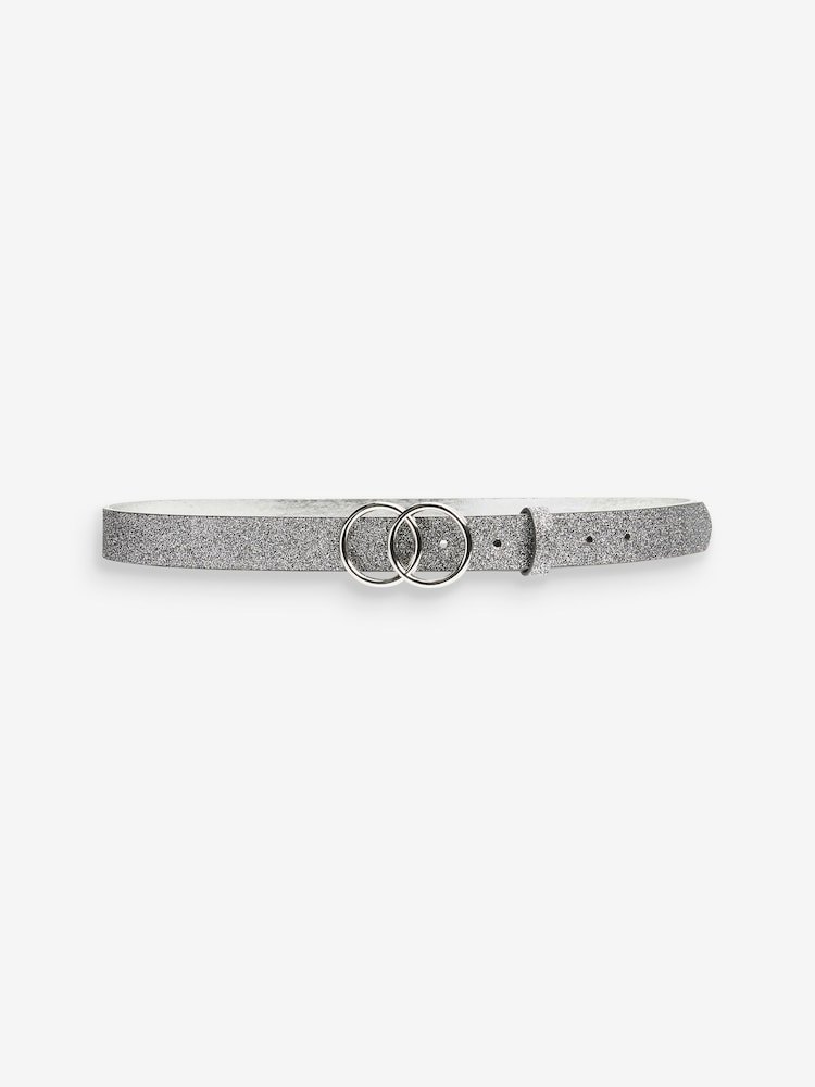 Silver Double Circle Buckle Glitter Belt - Image 1 of 2