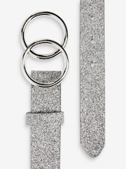 Silver Double Circle Buckle Glitter Belt - Image 2 of 2