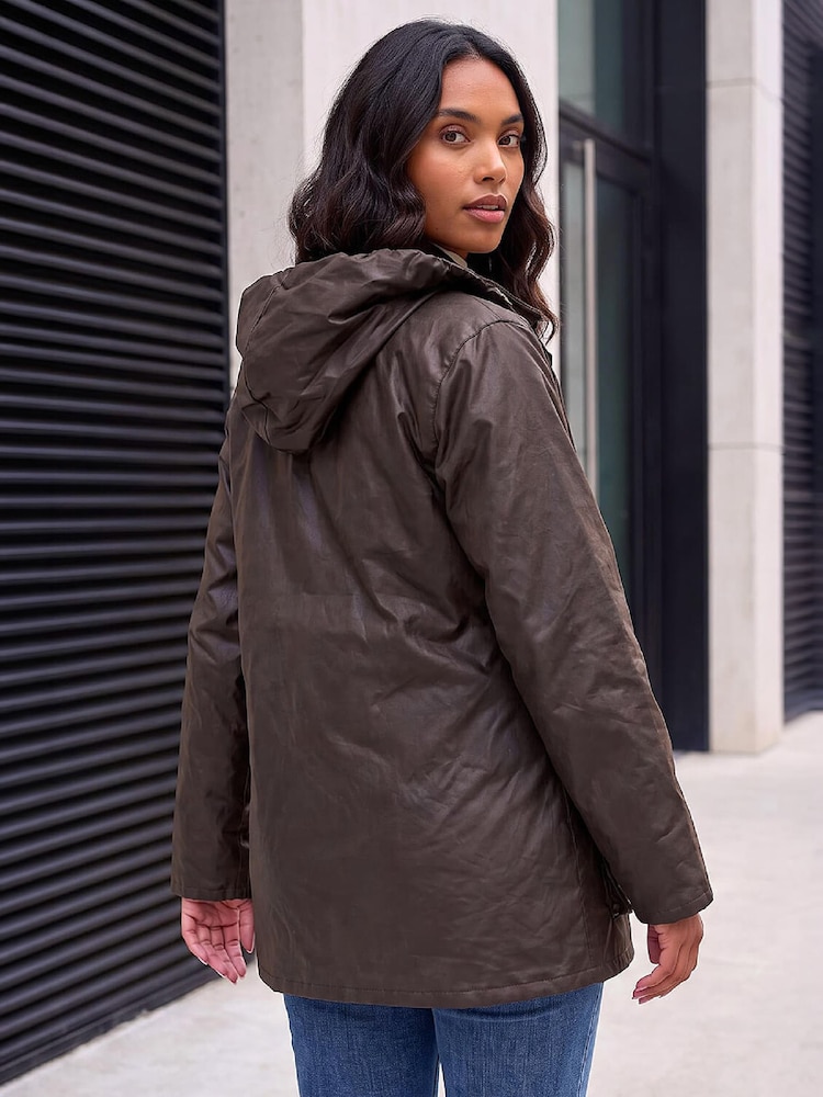 Roman Brown Waxed Longline Coat - Image 4 of 4 Roman Brown Waxed Longline Coat - Image 4 of 4
