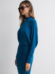 Платье миди из шерсти Blend со сборками на рукавах Reiss Freya - Изображение 1 из 5