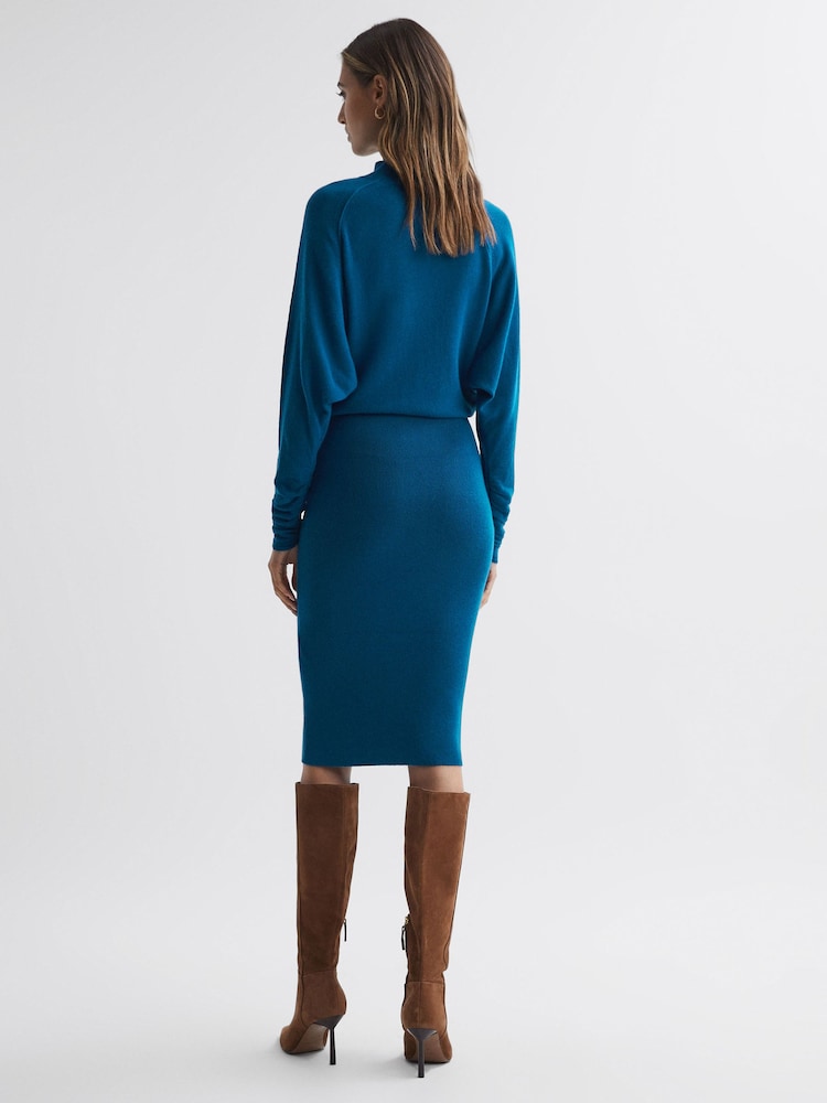 Платье миди из шерсти Blend со сборками на рукавах Reiss Freya - Изображение 5 из 5