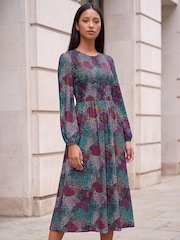 Roman Blue Petite Shirred Bodice Dress - Image 1 of 4