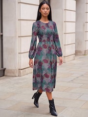 Roman Blue Petite Shirred Bodice Dress - Image 2 of 4
