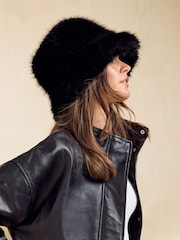 Friends Like These Black Faux Fur Bucket Hat - Image 1 of 5
