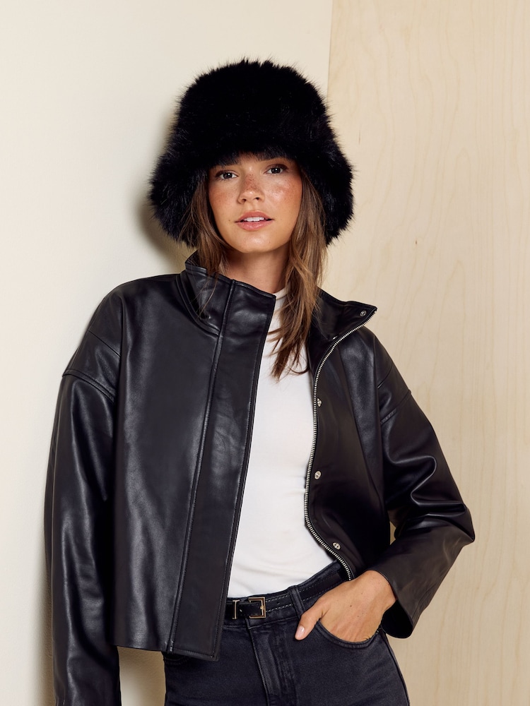 Friends Like These Black Faux Fur Bucket Hat - Image 2 of 5