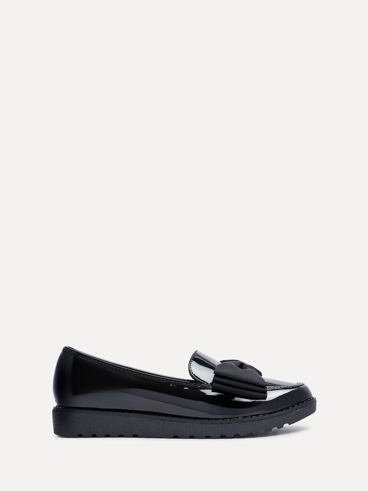 Linzi Black Cathy Platform Loafers with Large Bow - Image 2 of 5