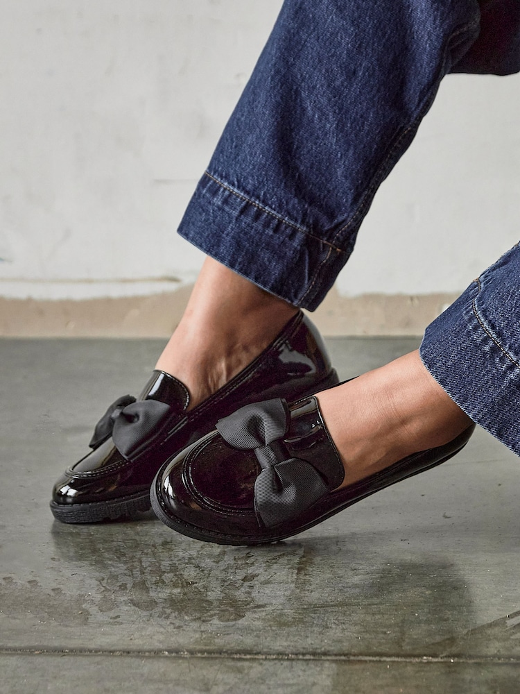 Linzi Black Cathy Platform Loafers with Large Bow - Image 6 of 6 Linzi Black Cathy Platform Loafers with Large Bow - Image 6 of 6