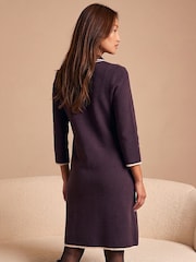 Roman Brown Contrast Zip Collared Knit Dress - Image 3 of 4