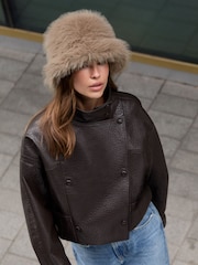 Friends Like These Neutral Faux Fur Bucket Hat - Image 1 of 5