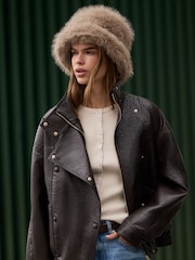 Friends Like These Neutral Faux Fur Bucket Hat - Image 2 of 5