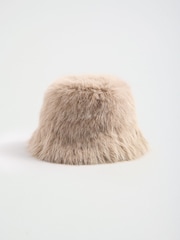 Friends Like These Neutral Faux Fur Bucket Hat - Image 3 of 5