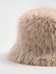 Friends Like These Neutral Faux Fur Bucket Hat - Image 4 of 5