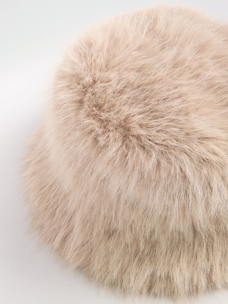 Friends Like These Neutral Faux Fur Bucket Hat - Image 5 of 5
