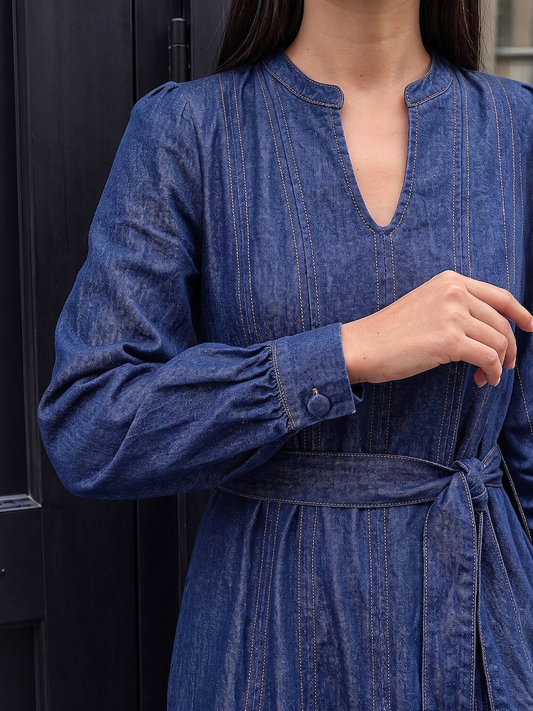 Buy Roman Blue Panelled Tie Waist Midi Dress from Next Germany