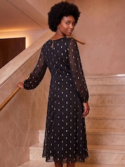 Roman Black Dobbie Wrap Dress - Image 3 of 4
