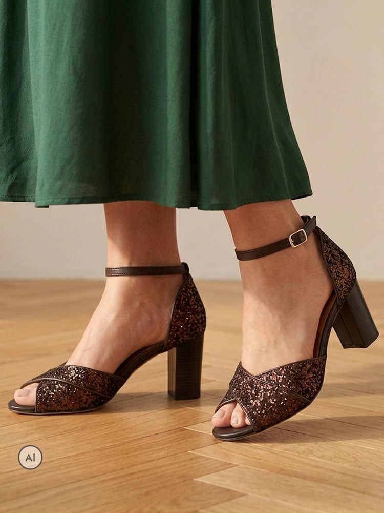Jones Bootmaker Chocolate Brown Yasmina Leather High Block Heel Sandals - Image 1 of 6