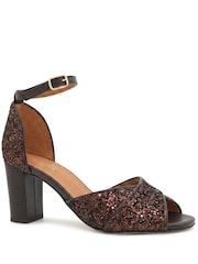 Jones Bootmaker Chocolate Brown Yasmina Leather High Block Heel Sandals - Image 2 of 6