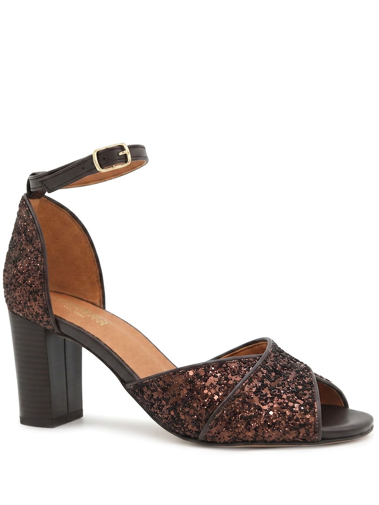 Jones Bootmaker Chocolate Brown Yasmina Leather High Block Heel Sandals - Image 2 of 6